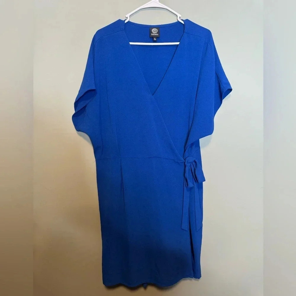 Bobeau Wrap Shift Suplice Tie Dress Royal Blue Size 2X